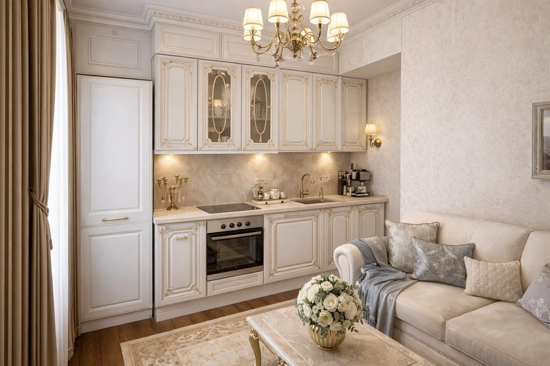 Дизайн интерьера в стиле Классика — Гостиная от нейросети RoomGPT