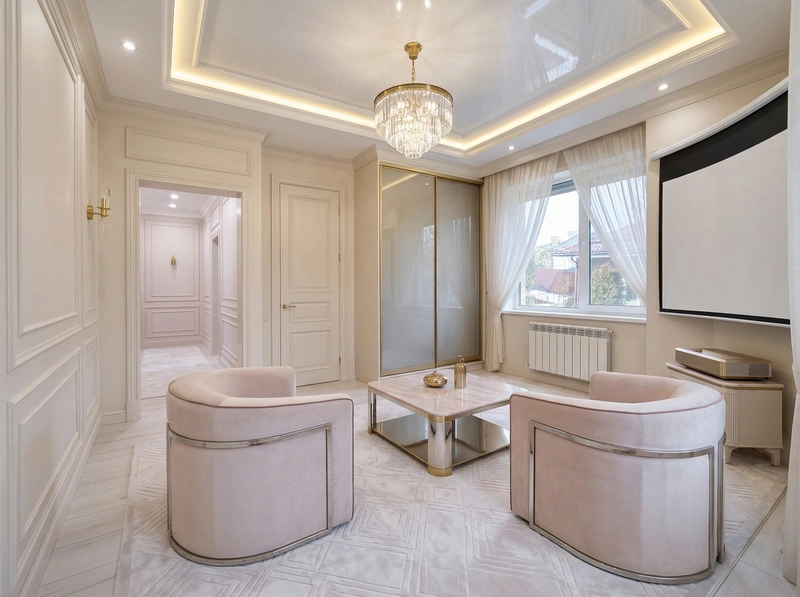 Дизайн гостиной в стиле Неоклассика — фото интерьера от нейросети RoomGPT