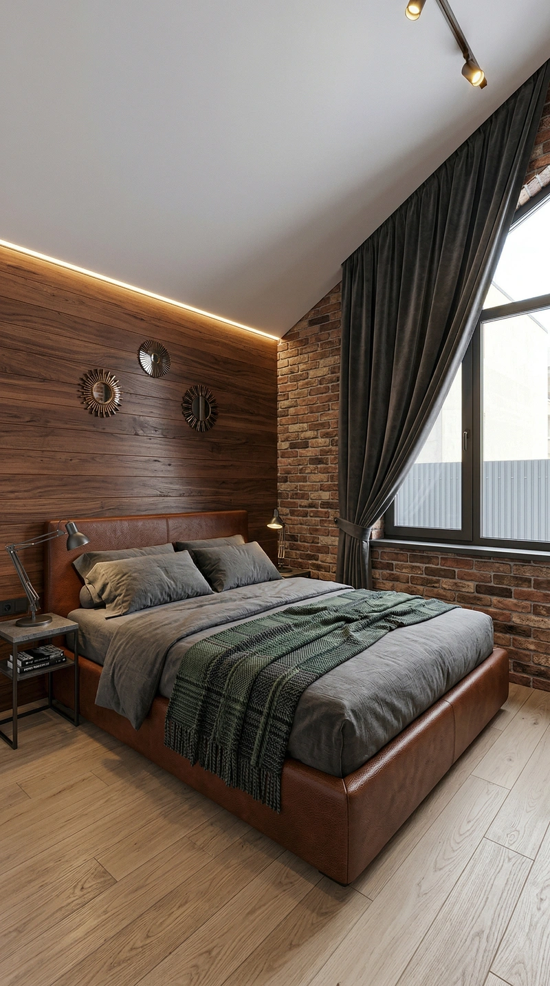 Дизайн спальни в стиле Лофт — фото интерьера от нейросети RoomGPT