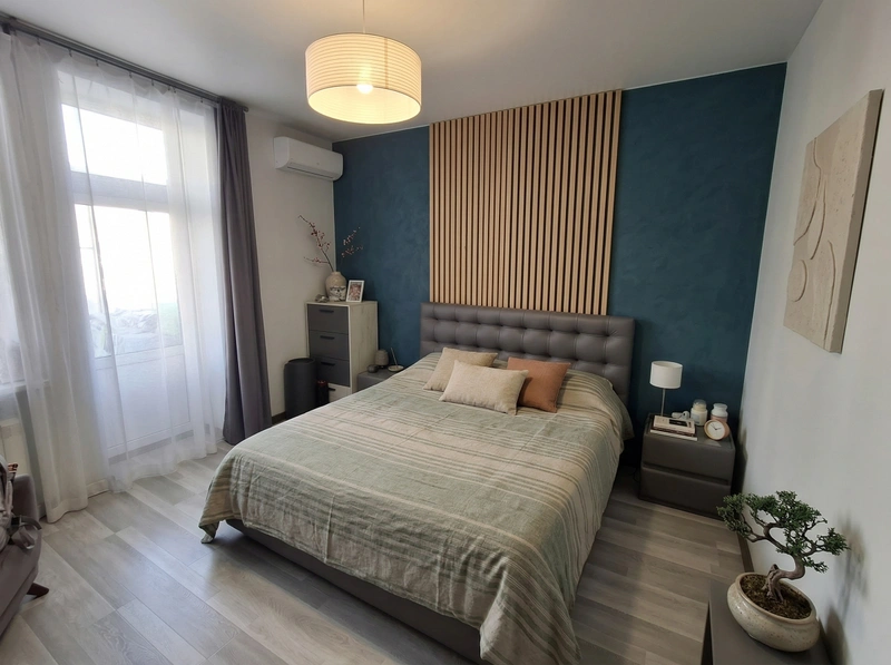 Дизайн спальни в стиле Japandi — фото интерьера от нейросети RoomGPT