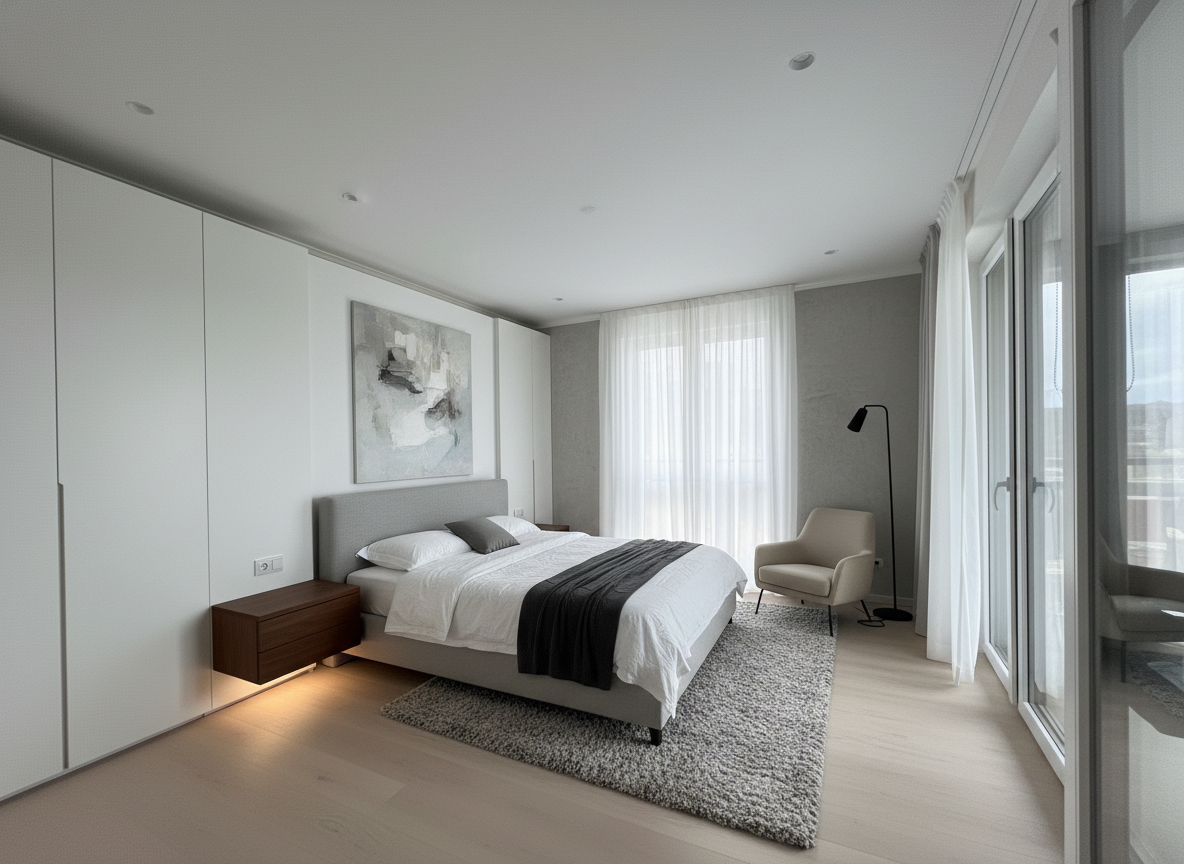 Дизайн спальни в стиле Минимализм — фото интерьера от нейросети RoomGPT