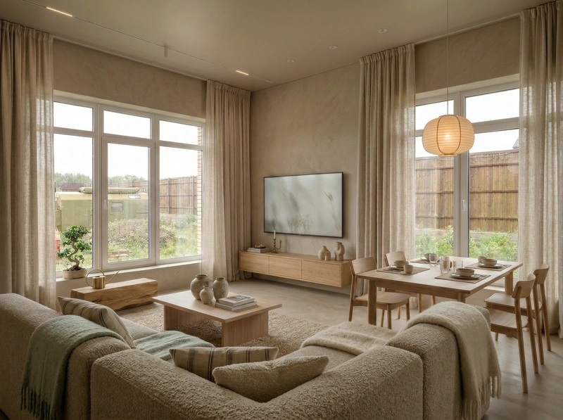 Дизайн интерьера в стиле Хюгге — Гостиная от нейросети RoomGPT