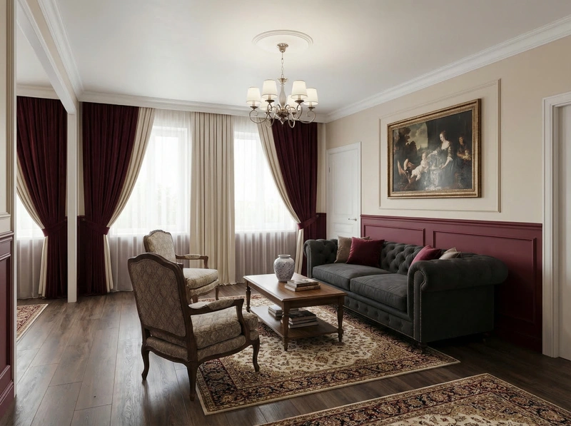 Дизайн интерьера в стиле Классика — Гостиная от нейросети RoomGPT