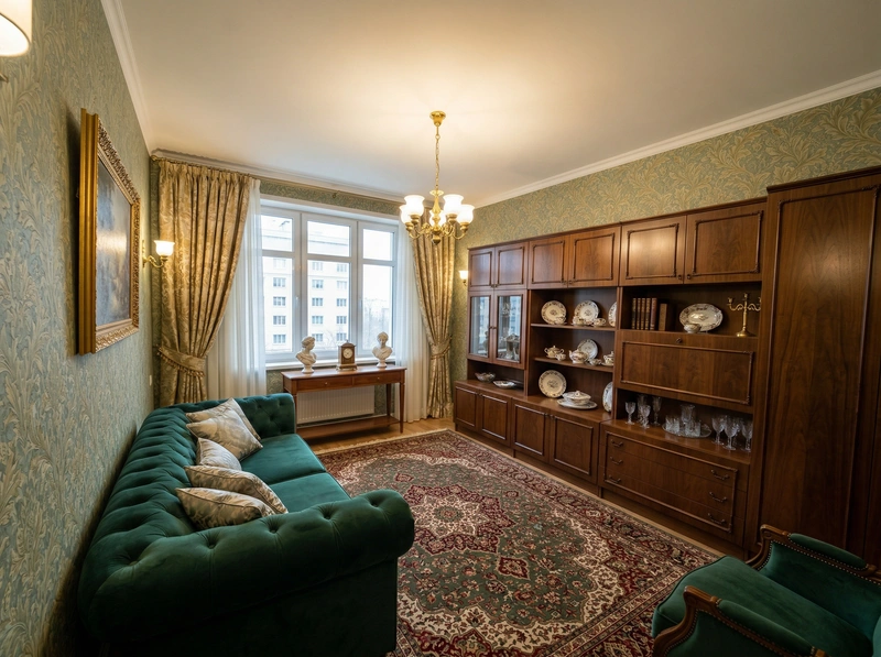 Дизайн интерьера в стиле Классика — Гостиная от нейросети RoomGPT