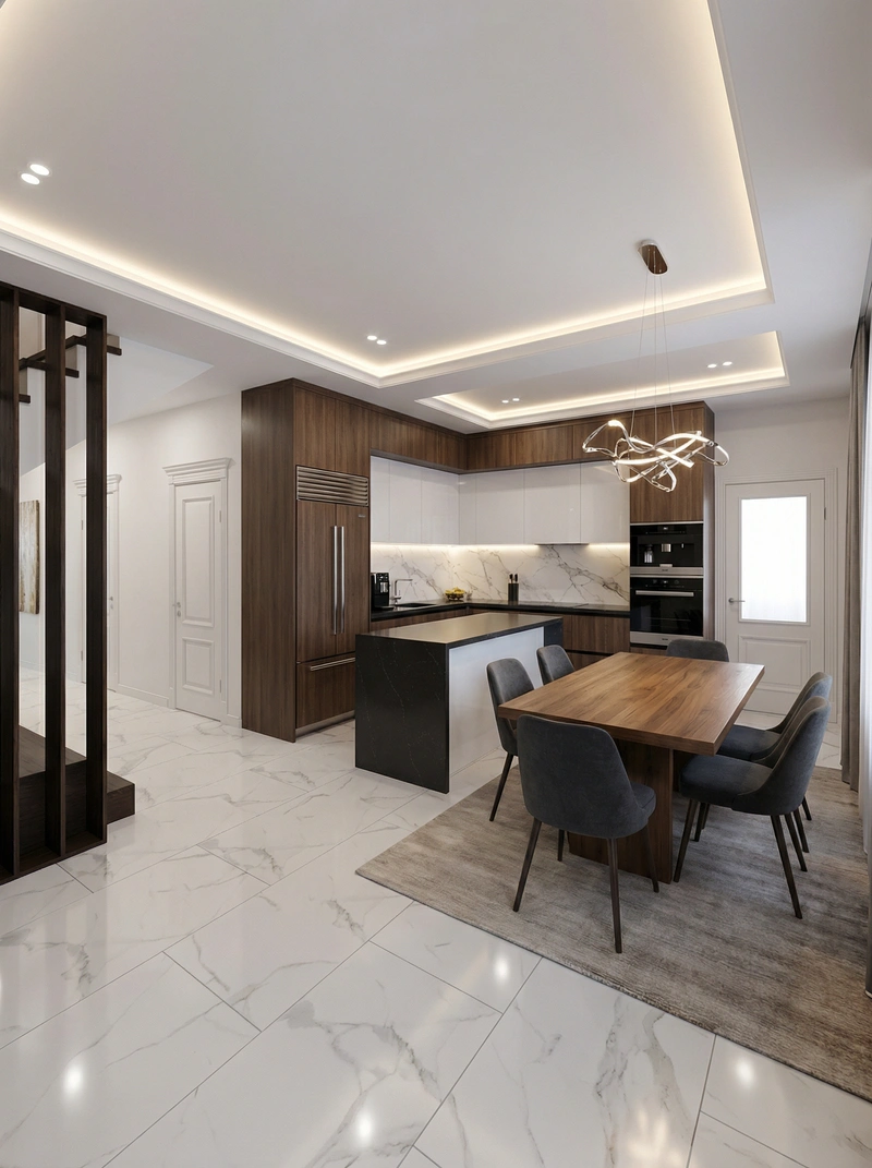 Дизайн интерьера в стиле Контемпорари — Кухня от нейросети RoomGPT