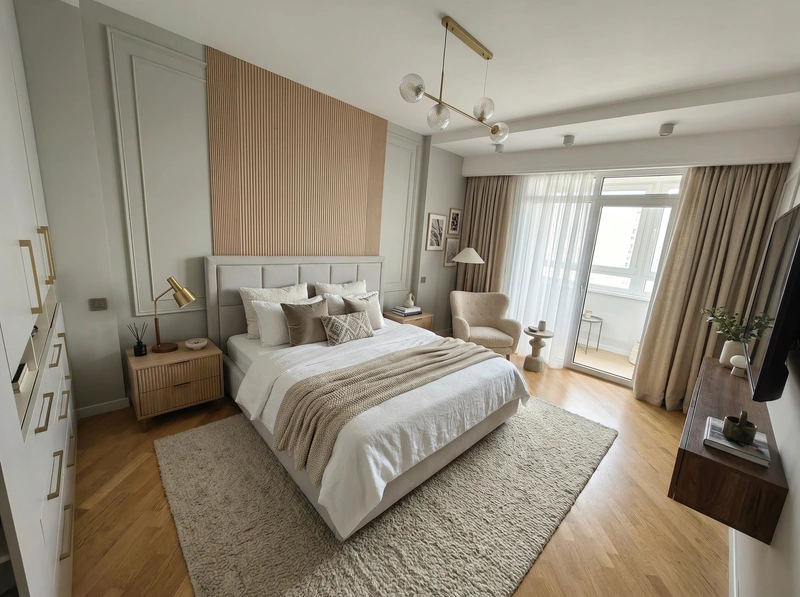 Дизайн интерьера в стиле Сканди — Спальня от нейросети RoomGPT