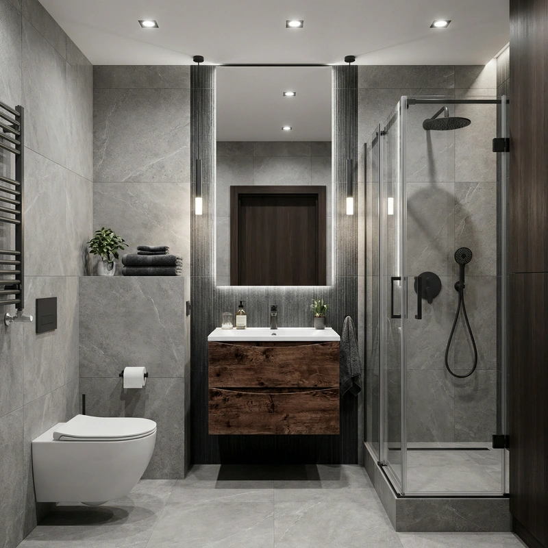 Дизайн интерьера в стиле Контемпорари — Ванная от нейросети RoomGPT