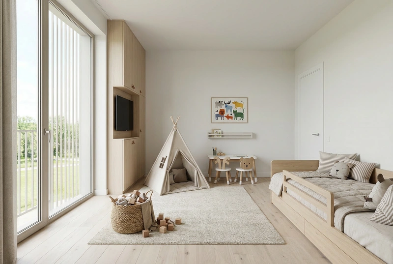 Дизайн интерьера в стиле Сканди — Детская от нейросети RoomGPT
