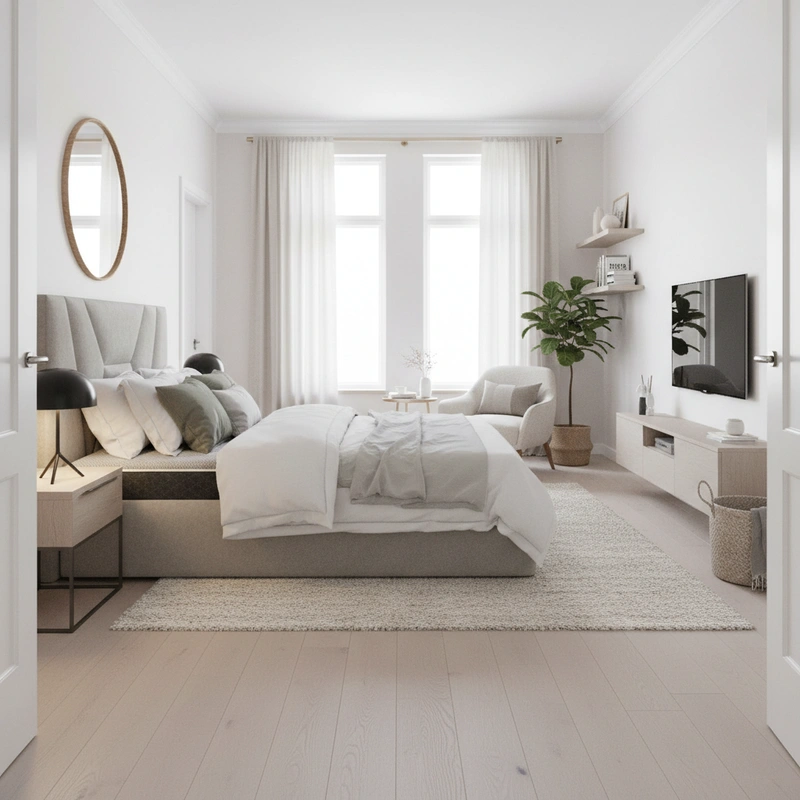 Дизайн интерьера в стиле Сканди — Спальня от нейросети RoomGPT