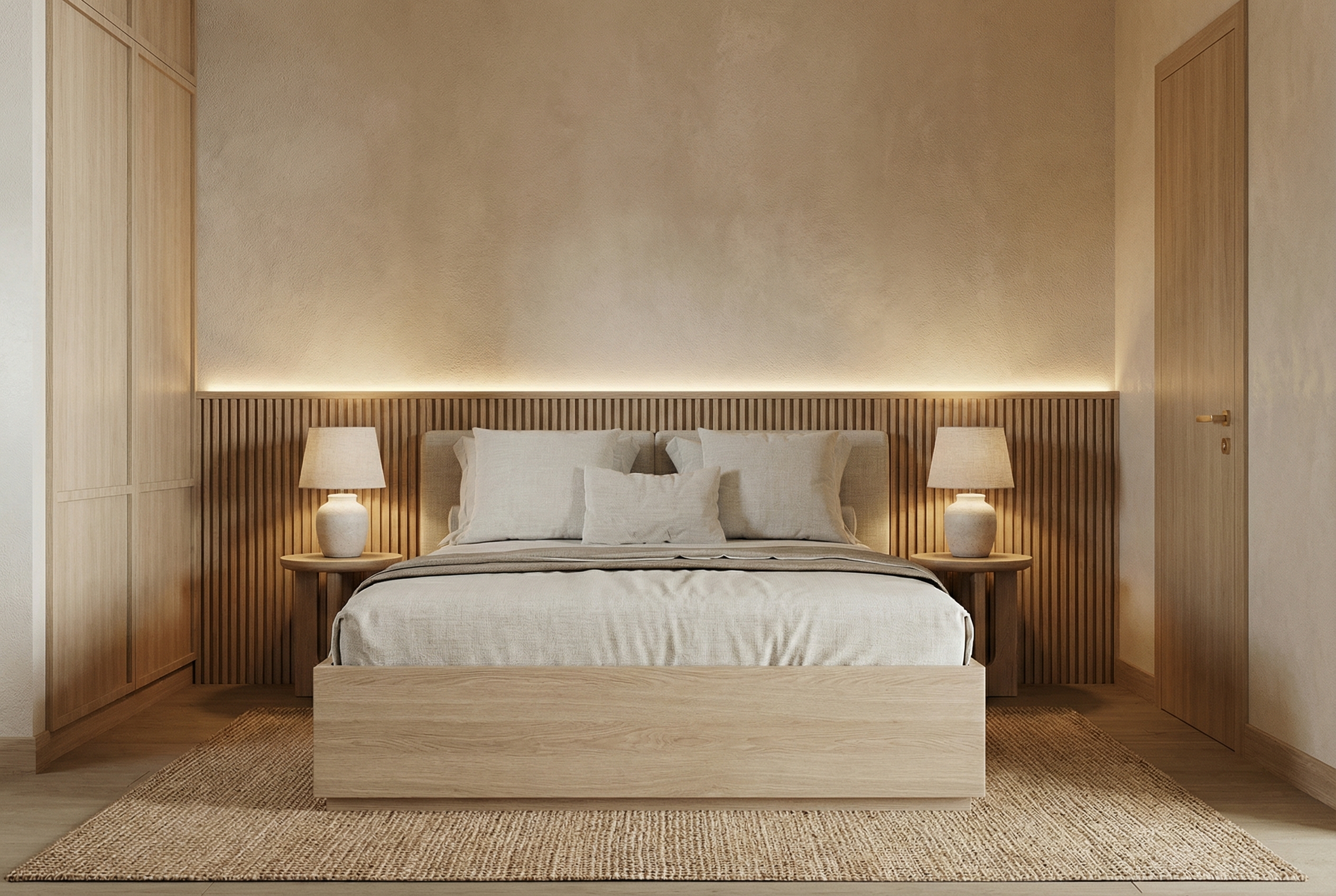 Дизайн спальни в стиле Japandi — фото интерьера от нейросети RoomGPT