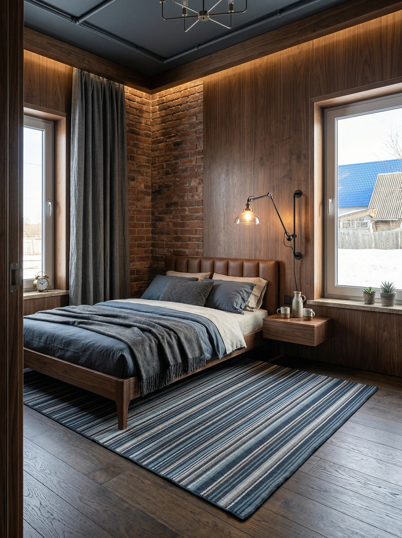 Дизайн спальни в стиле Лофт — фото интерьера от нейросети RoomGPT