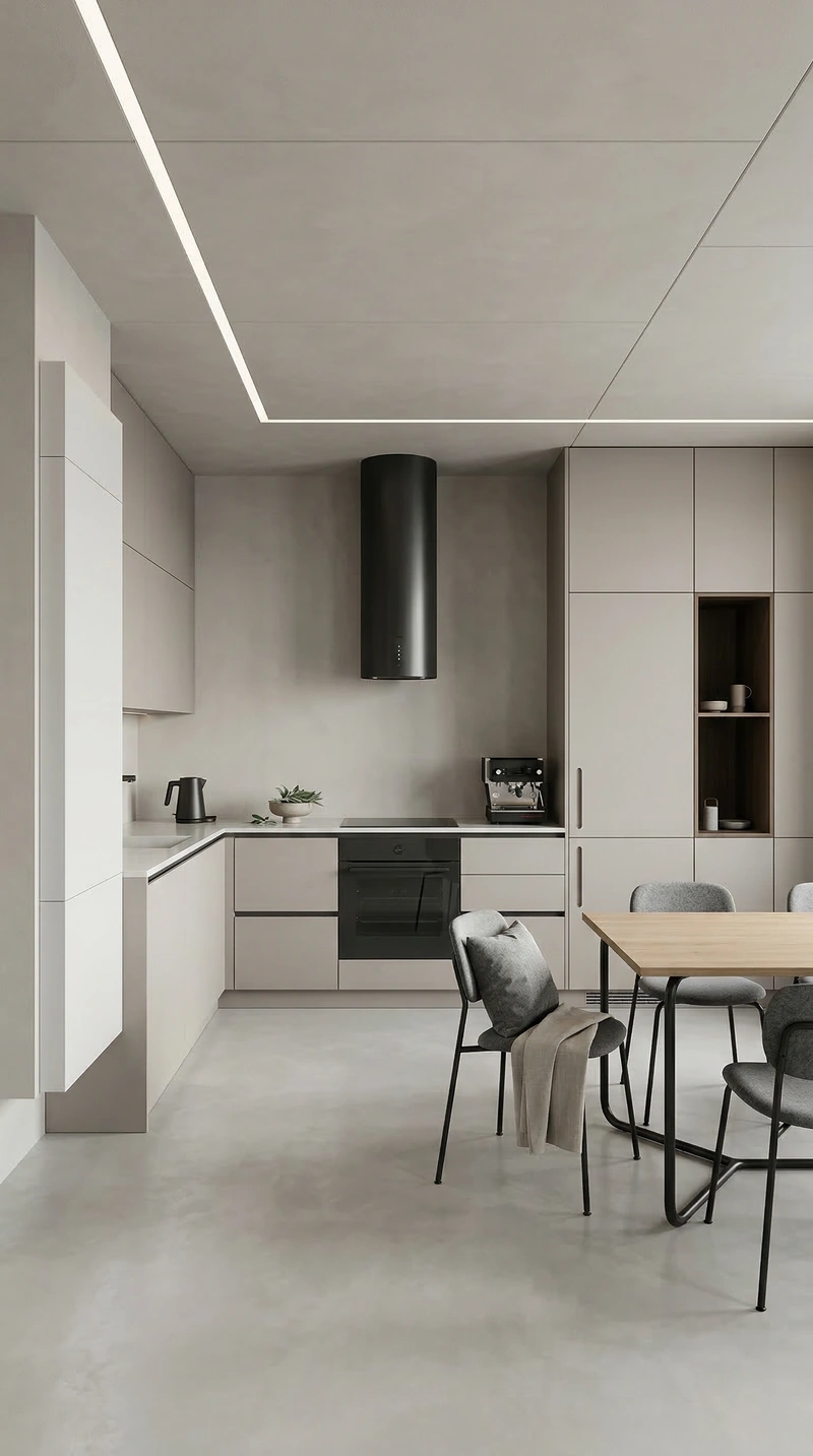 Дизайн интерьера в стиле Минимализм — Кухня от нейросети RoomGPT