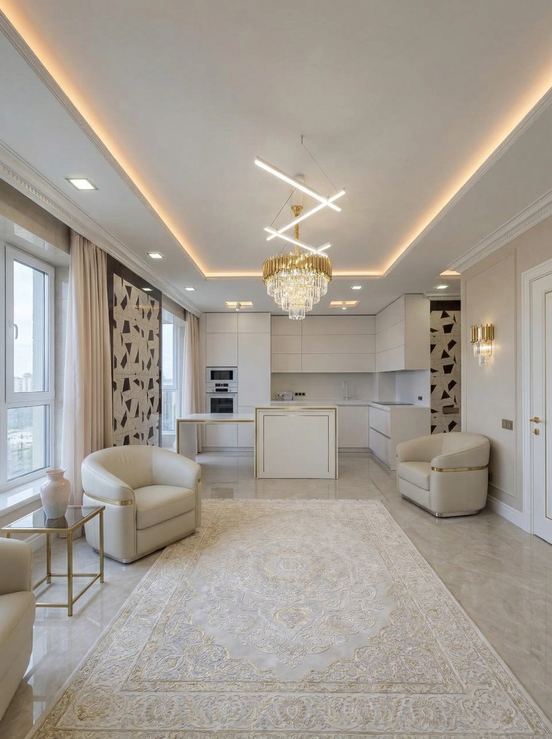 Дизайн интерьера в стиле Неоклассика — Гостиная от нейросети RoomGPT