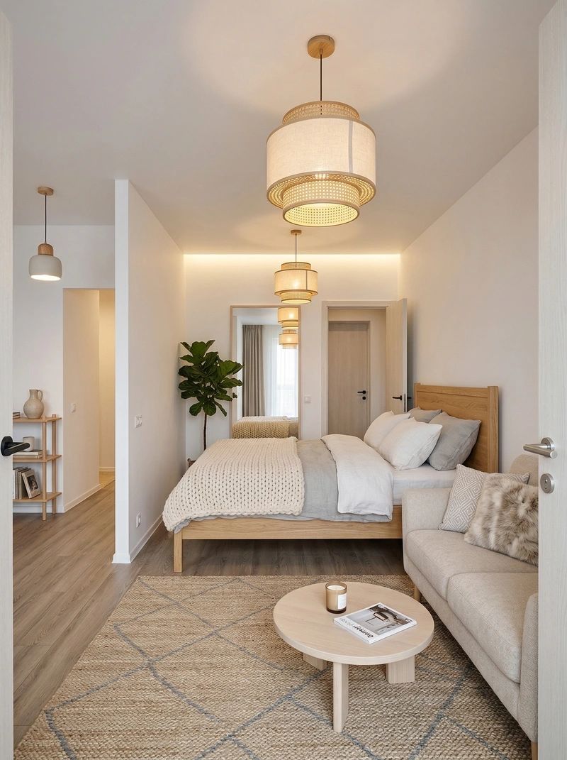 Дизайн спальни в стиле Хюгге — фото интерьера от нейросети RoomGPT