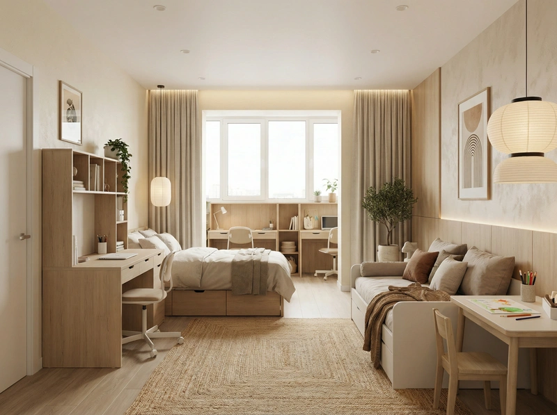 Дизайн детской в стиле Japandi — фото интерьера от нейросети RoomGPT