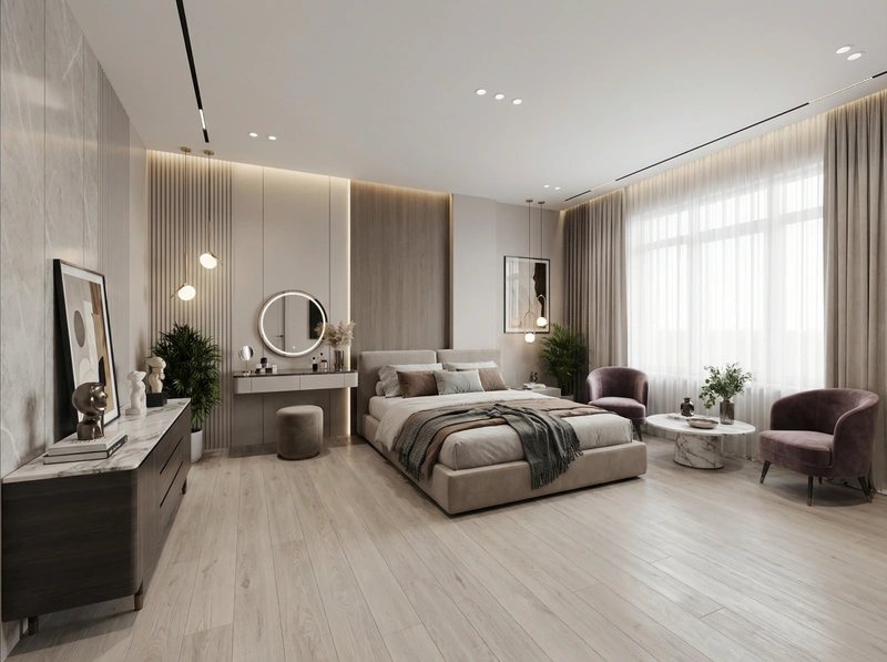 Дизайн интерьера в стиле Контемпорари — Гостиная от нейросети RoomGPT