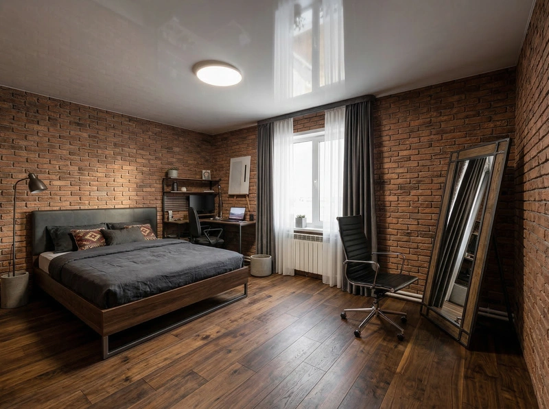 Дизайн интерьера в стиле Лофт — Спальня от нейросети RoomGPT