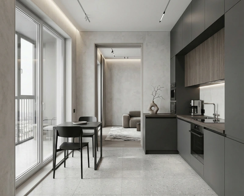 Дизайн интерьера в стиле Минимализм — Кухня от нейросети RoomGPT