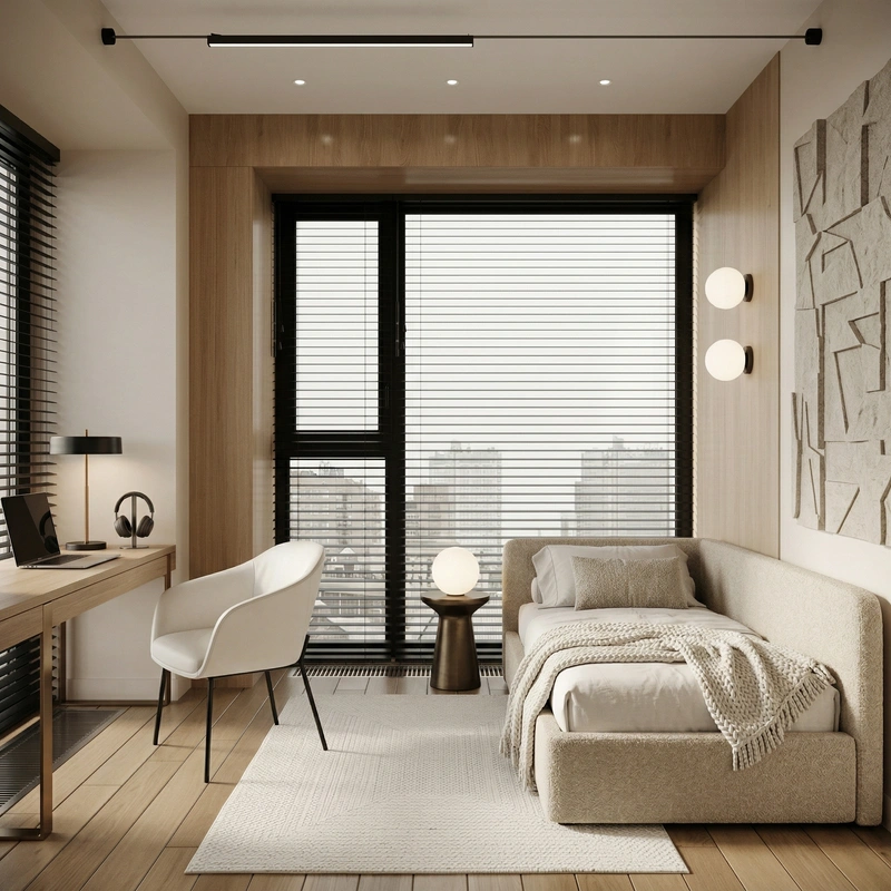 Дизайн спальни в стиле Минимализм — фото интерьера от нейросети RoomGPT