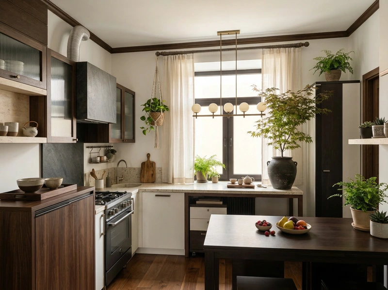 Дизайн кухни в стиле Japandi — фото интерьера от нейросети RoomGPT