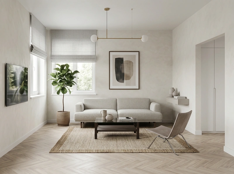 Дизайн интерьера в стиле Минимализм — Гостиная от нейросети RoomGPT