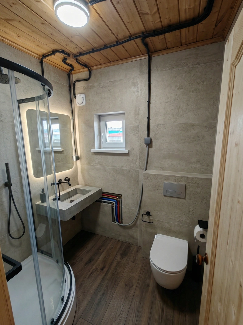 Дизайн ванной в стиле Контемпорари — фото интерьера от нейросети RoomGPT