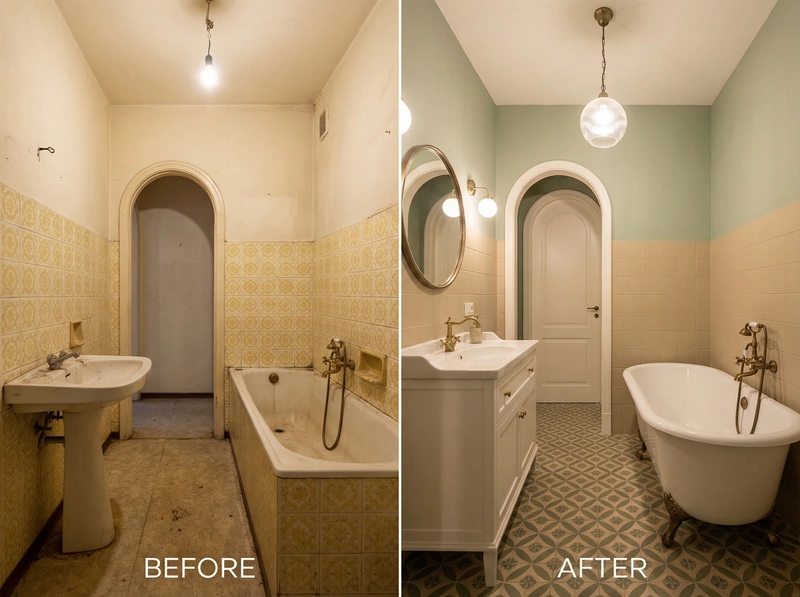 Дизайн интерьера в стиле Классика — Ванная от нейросети RoomGPT