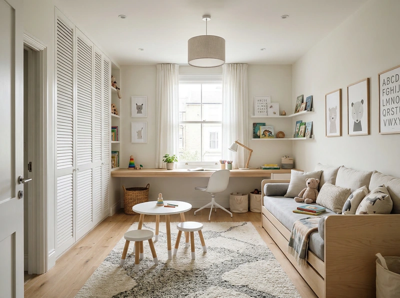 Дизайн детской в стиле Сканди — фото интерьера от нейросети RoomGPT