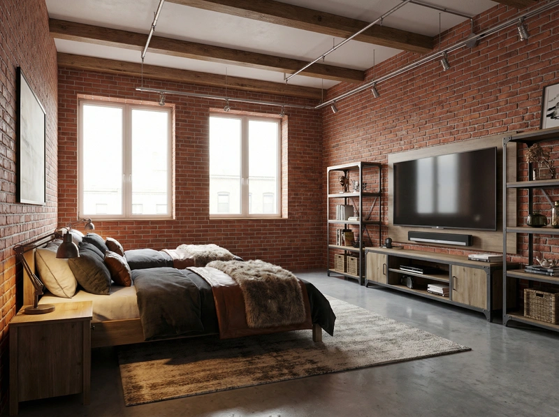 Дизайн интерьера в стиле Лофт — Гостиная от нейросети RoomGPT