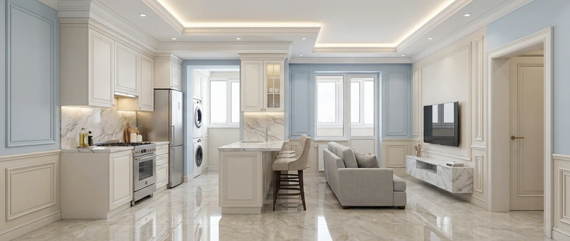 Дизайн интерьера в стиле Классика — Кухня от нейросети RoomGPT