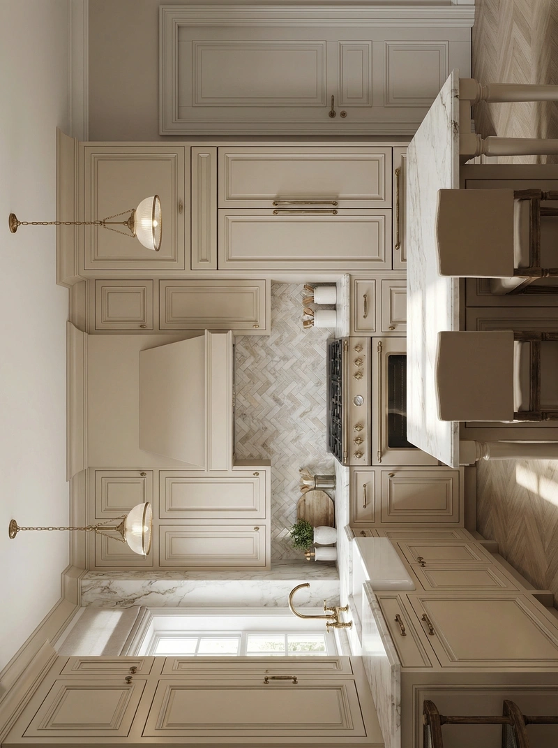 Дизайн кухни в стиле Классика — фото интерьера от нейросети RoomGPT