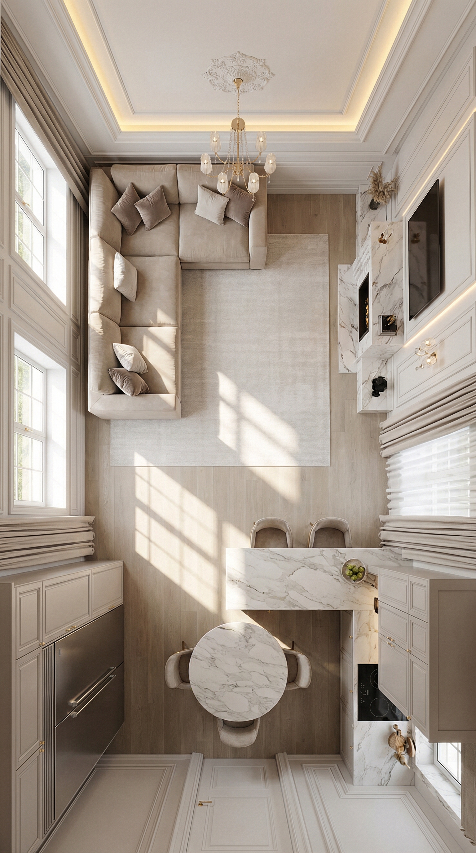 Дизайн гостиной в стиле Классика — фото интерьера от нейросети RoomGPT