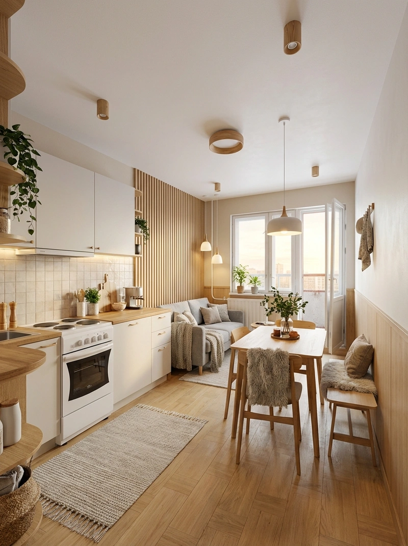 Дизайн интерьера в стиле Хюгге — Кухня от нейросети RoomGPT