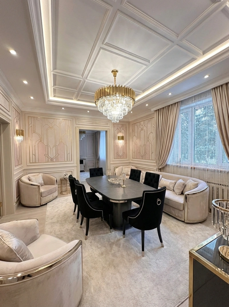 Дизайн интерьера в стиле Неоклассика — Гостиная от нейросети RoomGPT