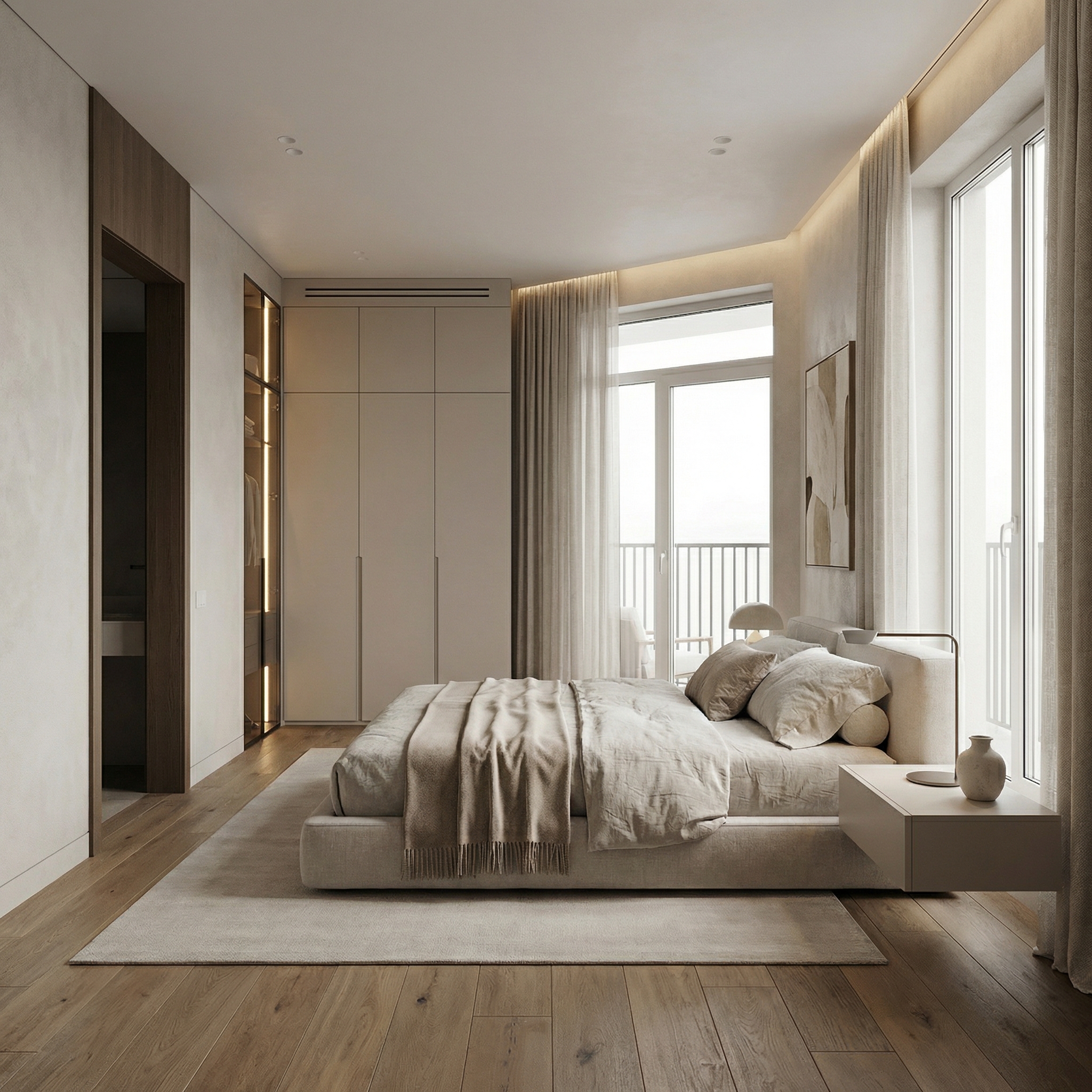 Дизайн спальни в стиле Минимализм — фото интерьера от нейросети RoomGPT
