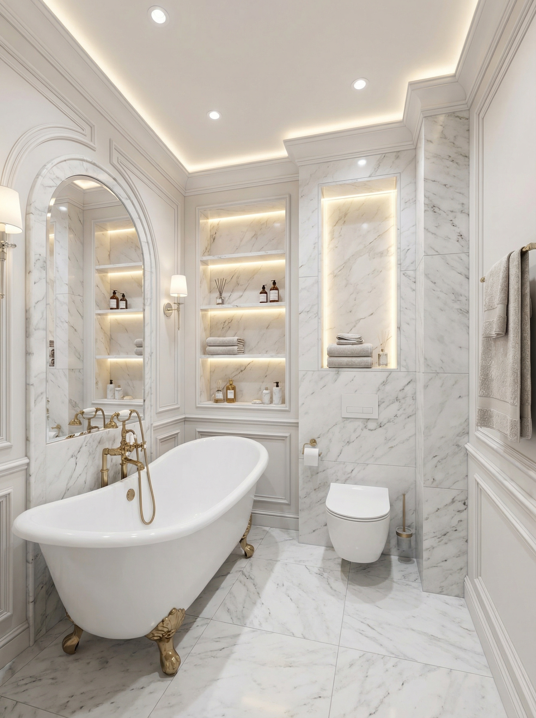 Дизайн ванной в стиле Классика — фото интерьера от нейросети RoomGPT