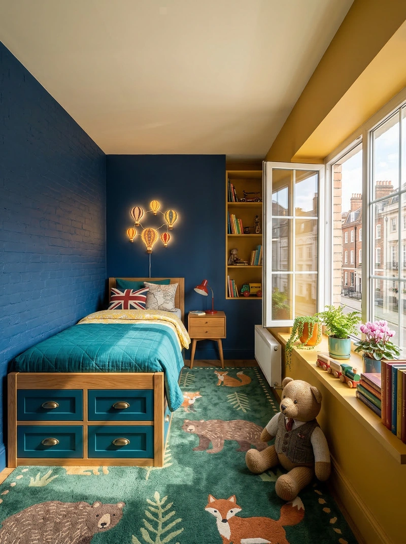 Дизайн детской в стиле Британский — фото интерьера от нейросети RoomGPT