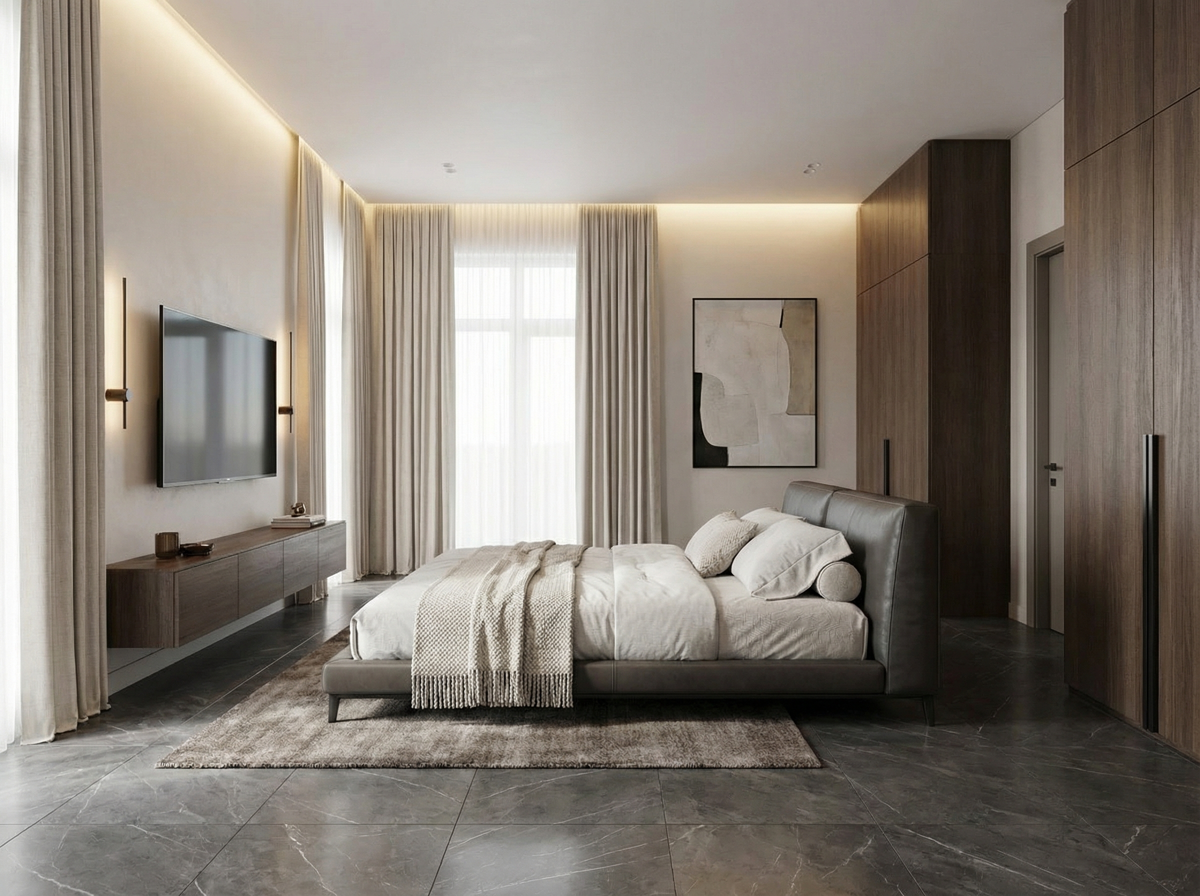 Дизайн спальни в стиле Минимализм — фото интерьера от нейросети RoomGPT