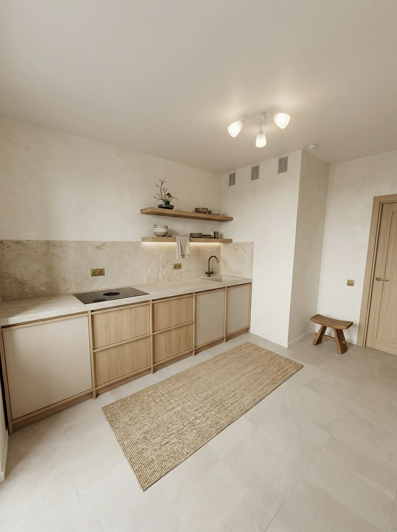 Дизайн кухни в стиле Japandi — фото интерьера от нейросети RoomGPT