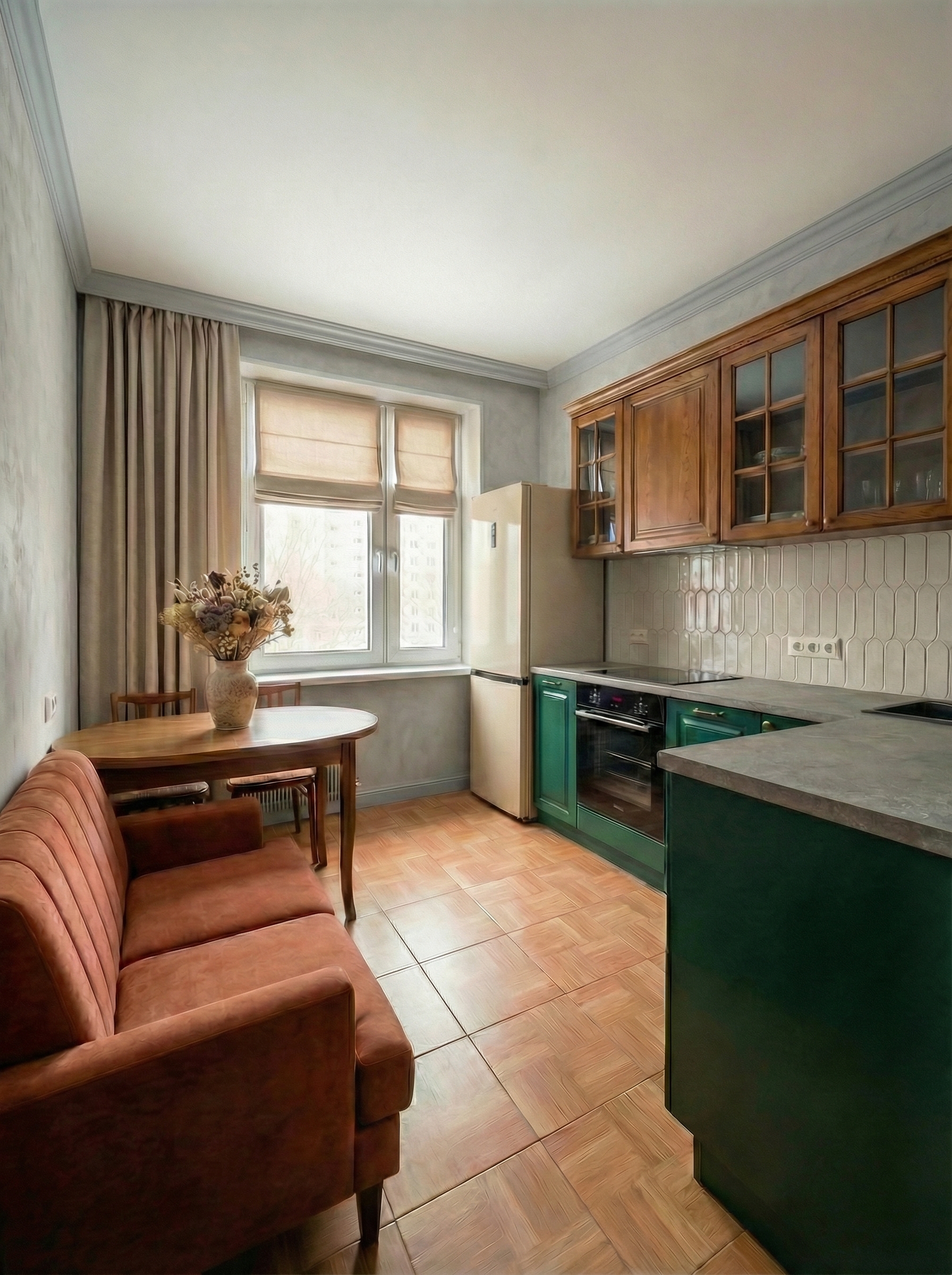 Дизайн кухни в стиле Британский — фото интерьера от нейросети RoomGPT