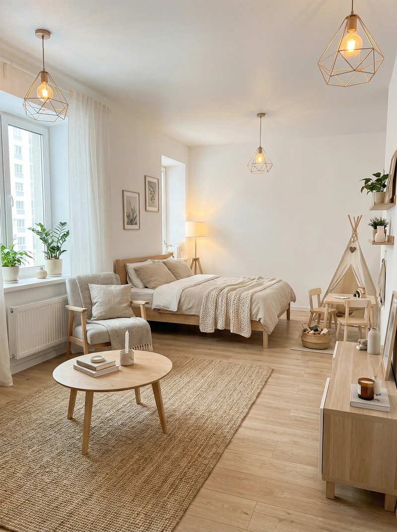 Дизайн интерьера в стиле Хюгге — Гостиная от нейросети RoomGPT