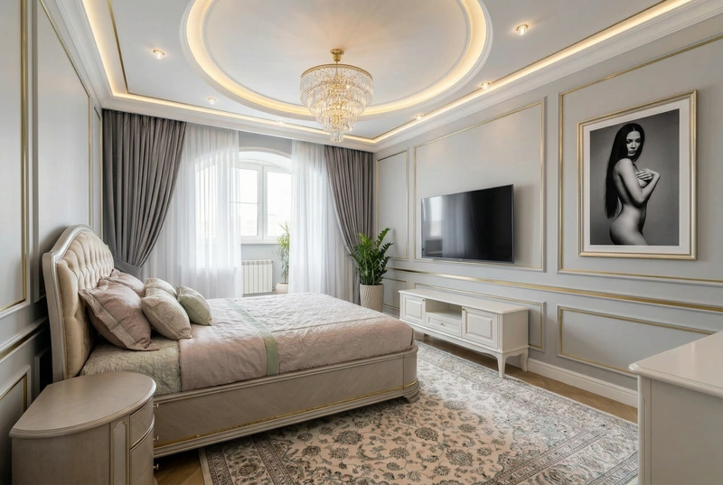 Дизайн интерьера в стиле Неоклассика — Спальня от нейросети RoomGPT