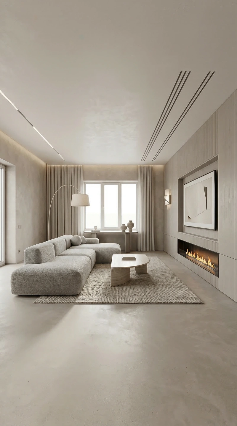 Дизайн интерьера в стиле Минимализм — Гостиная от нейросети RoomGPT