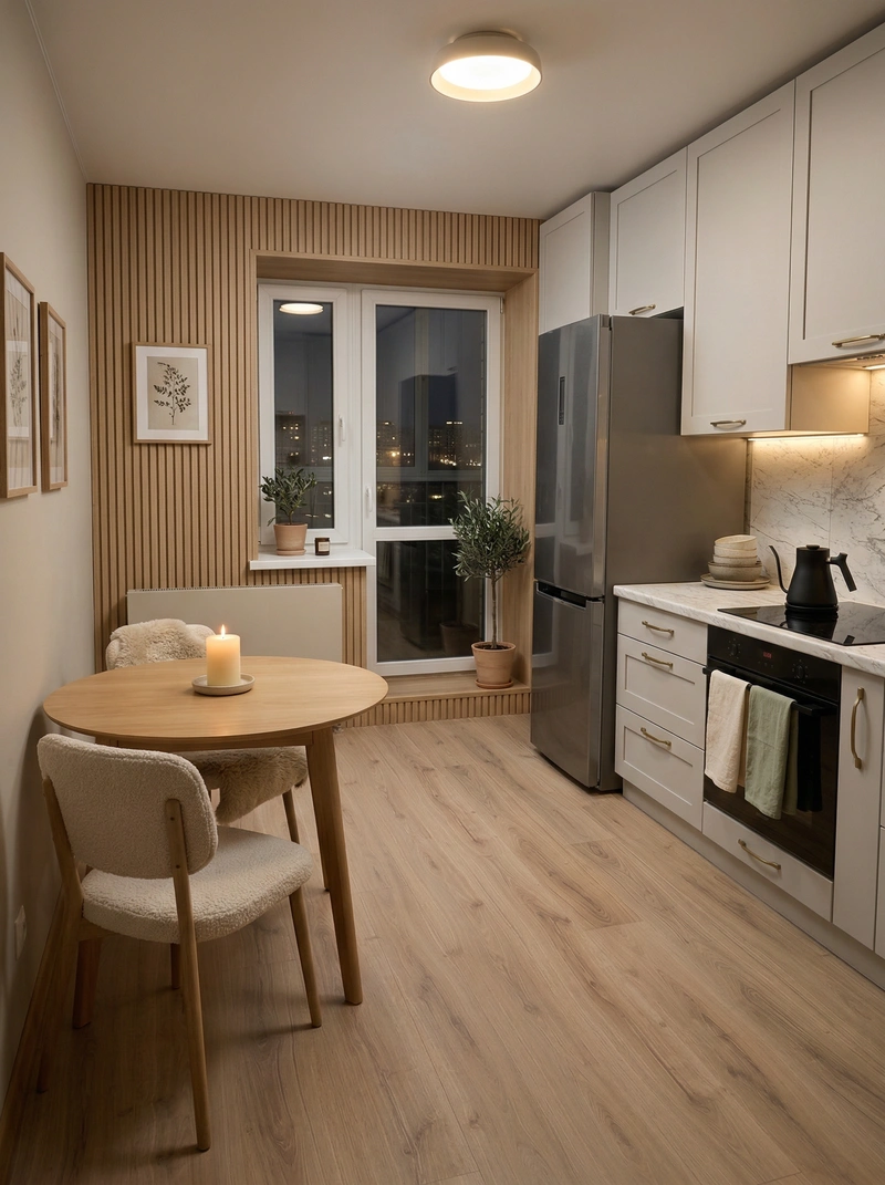 Дизайн интерьера в стиле Хюгге — Кухня от нейросети RoomGPT