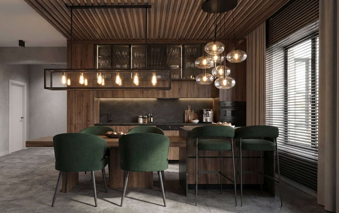 Дизайн кухни в стиле Контемпорари — фото интерьера от нейросети RoomGPT