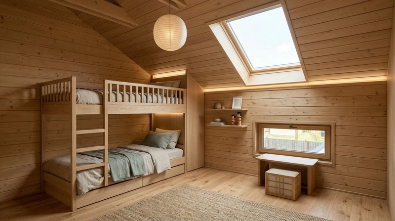 Дизайн детской в стиле Japandi — фото интерьера от нейросети RoomGPT