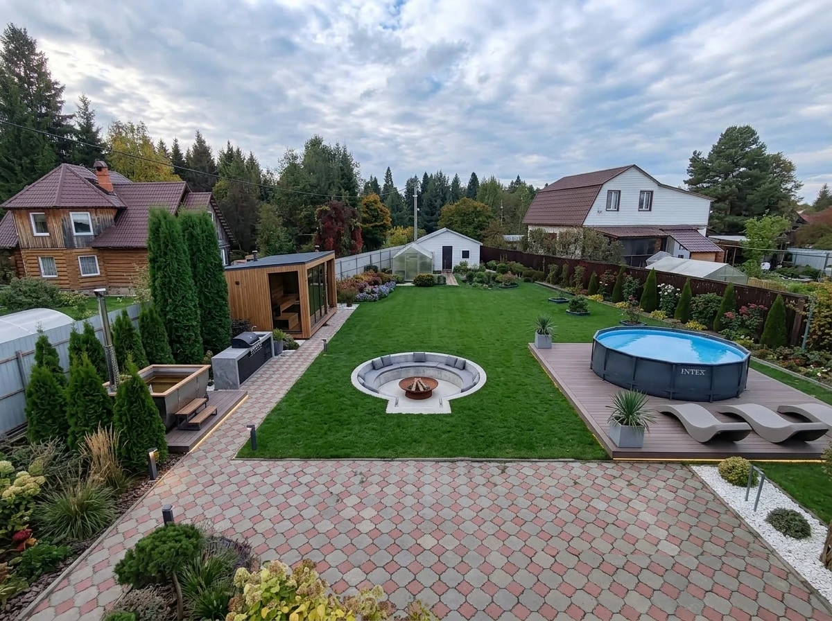 Ландшафтный дизайн в стиле Контемпорари — Участок от нейросети RoomGPT