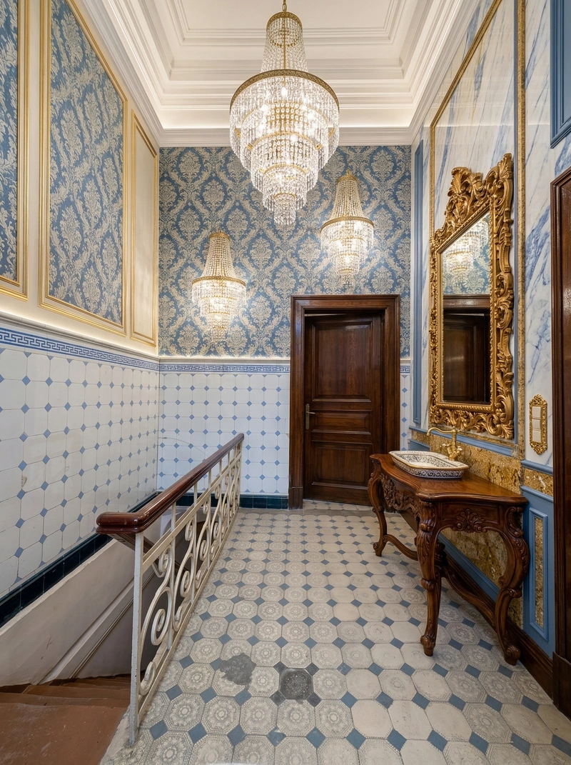 Дизайн ванной в стиле Неоклассика — фото интерьера от нейросети RoomGPT