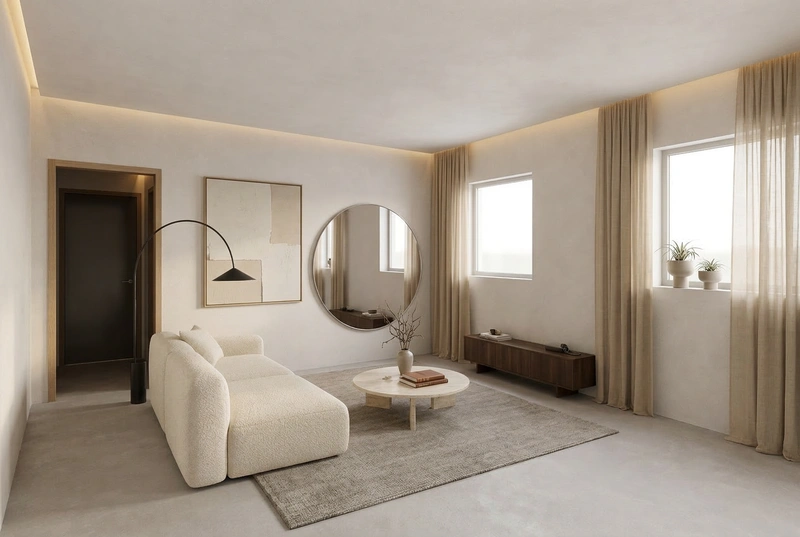 Дизайн интерьера в стиле Минимализм — Гостиная от нейросети RoomGPT