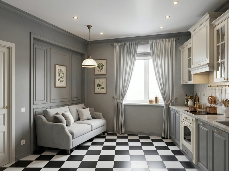 Дизайн интерьера в стиле Классика — Кухня от нейросети RoomGPT